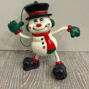 Vintage Easter Unlimited plastic bendable  snowman ornament